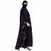 Kaftan Abaya with striped border- Navy Blue Kaftan Abaya with striped border- Navy Blue